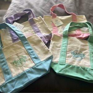 Trader Joe's Pastel Canvas Tote Bags Set